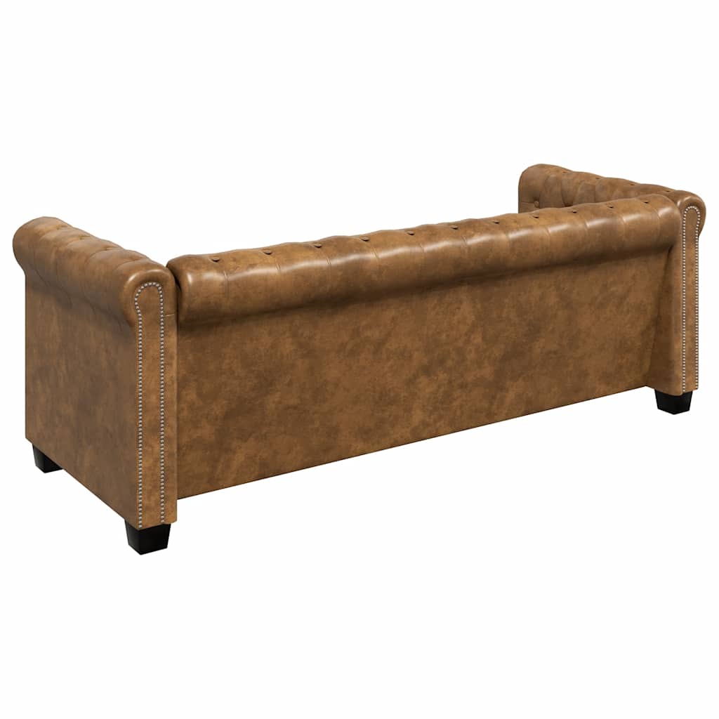 Sofá Chesterfield Marrón Cuero Sintético 2 y 3 Plazas - TU ULTIMO CLIC