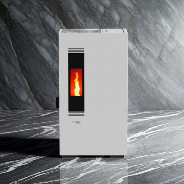 Estufa de Pellet Blanca MUNDOCLIMA BIOTHERM MILA 5kW Diseño Compacto y Eficiente - TU ULTIMO CLIC