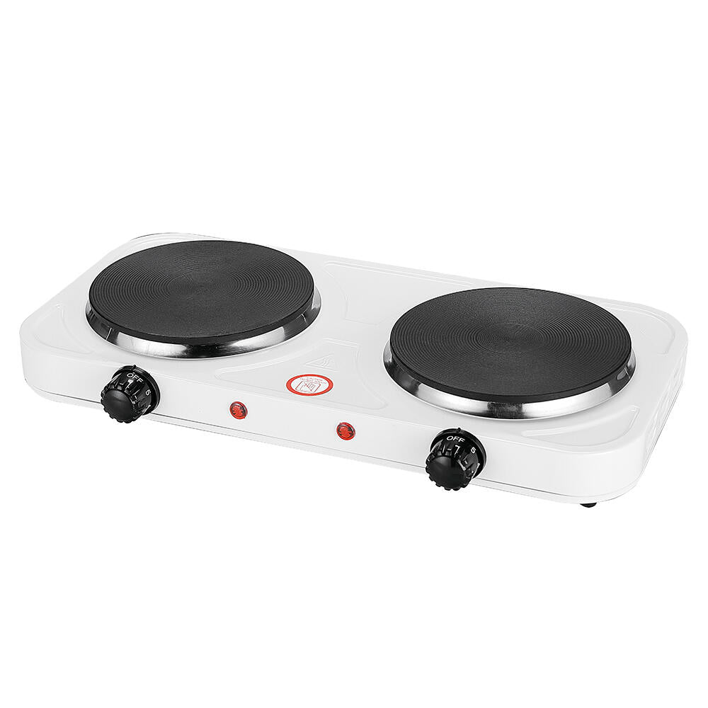 Hornillo Eléctrico 2 Fogones - Cocina Compacta 2000W Blanco - TU ULTIMO CLIC