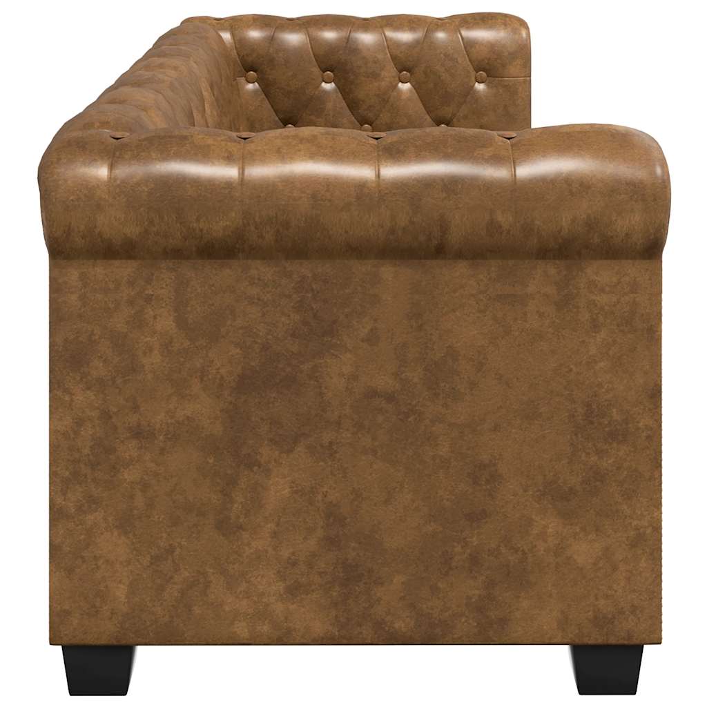 Sofá Chesterfield Marrón Cuero Sintético 2 y 3 Plazas - TU ULTIMO CLIC