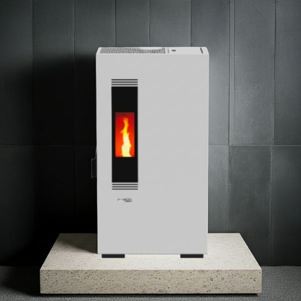 Estufa de Pellet Blanca MUNDOCLIMA BIOTHERM MILA 5kW Diseño Compacto y Eficiente - TU ULTIMO CLIC