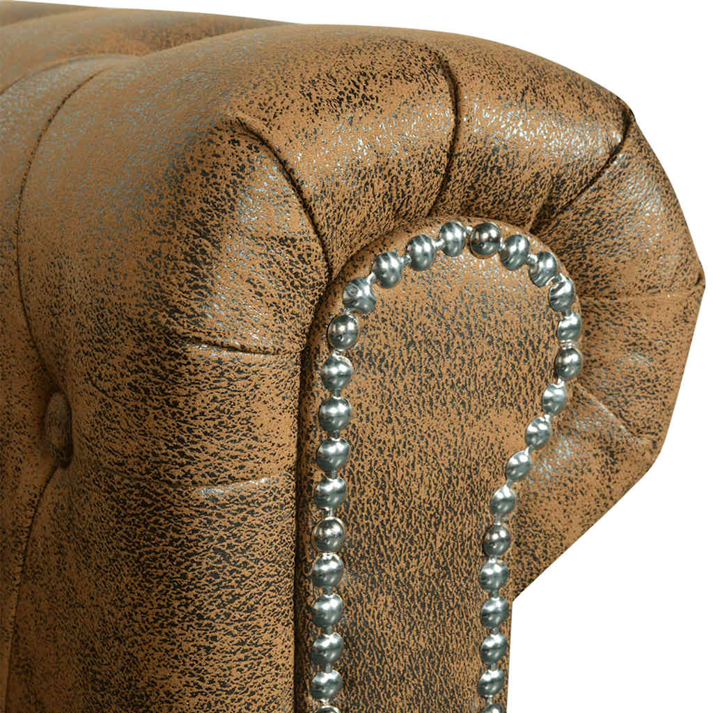 Sofá Chesterfield Marrón Cuero Sintético 2 y 3 Plazas - TU ULTIMO CLIC