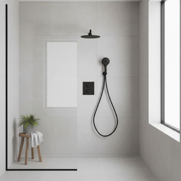 Grifo de Ducha Termostático Empotrado UP! Urban Negro Mate – 2 Vías · 3 Funciones · 9 l/min Nixon