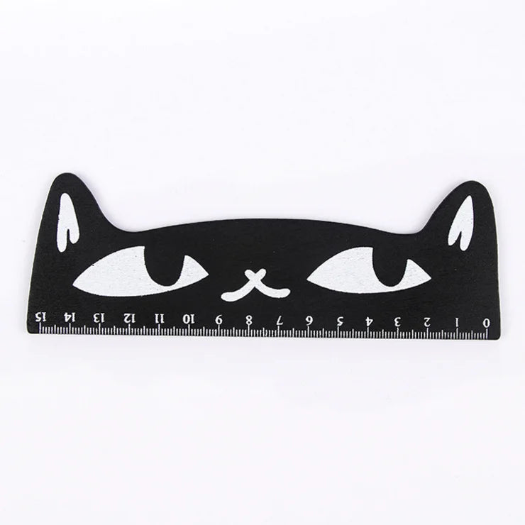 Regla Kawaii Gato Negro Lytwtw’s - 15 cm Madera - TU ULTIMO CLIC