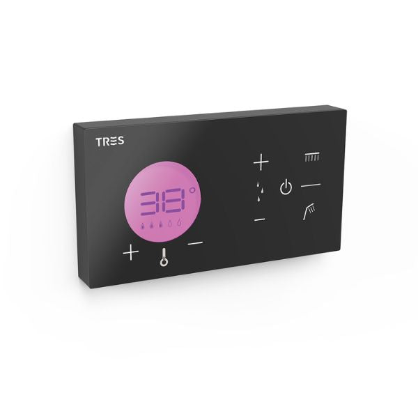 Control Ducha Termostático Electrónico Empotrado Shower Technology | 2 Vías | Negro Mate / Cromo | Lujo Digital Tres