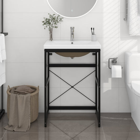 Estructura de Baño con Lavabo Integrado 59 x 38 x 83 cm - Hierro Negro o Blanco Moderno - TU ULTIMO CLIC