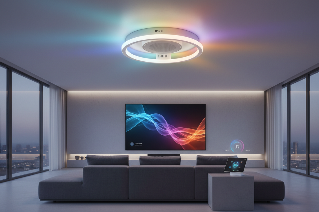 Plafón LED Techo KSIX Celeste RGBIC con Altavoz: Iluminación Inteligente y Sonido