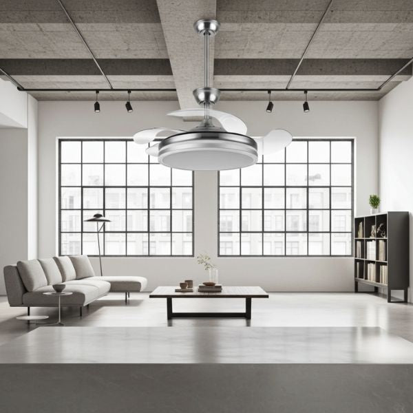 Ventilador Bayomo DC Níquel - 59W LED 4 Aspas - TU ULTIMO CLIC