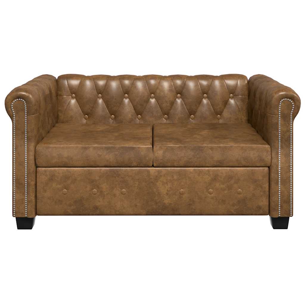Sofá Chesterfield Marrón Cuero Sintético 2 y 3 Plazas - TU ULTIMO CLIC