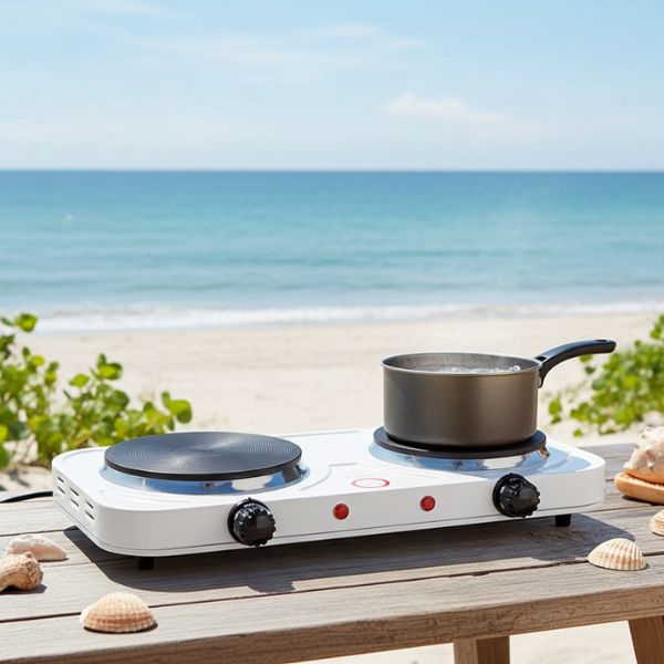 Hornillo Eléctrico 2 Fogones - Cocina Compacta 2000W Blanco - TU ULTIMO CLIC