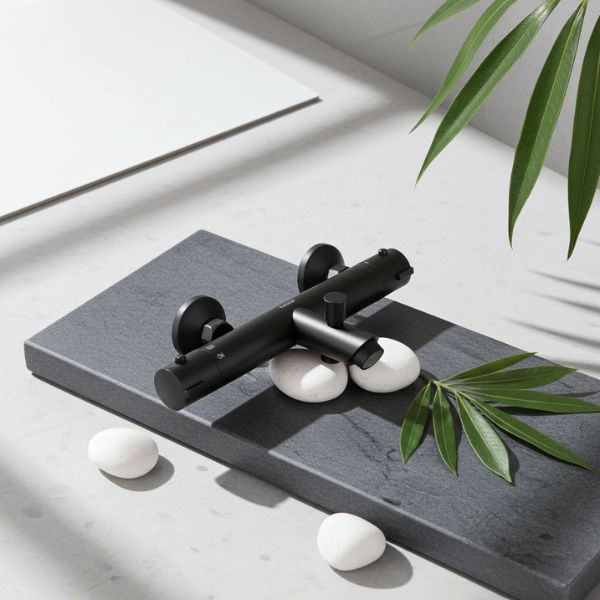 Grifo Termostático Baño‑Ducha Go!2 Negro Mate - TU ULTIMO CLIC