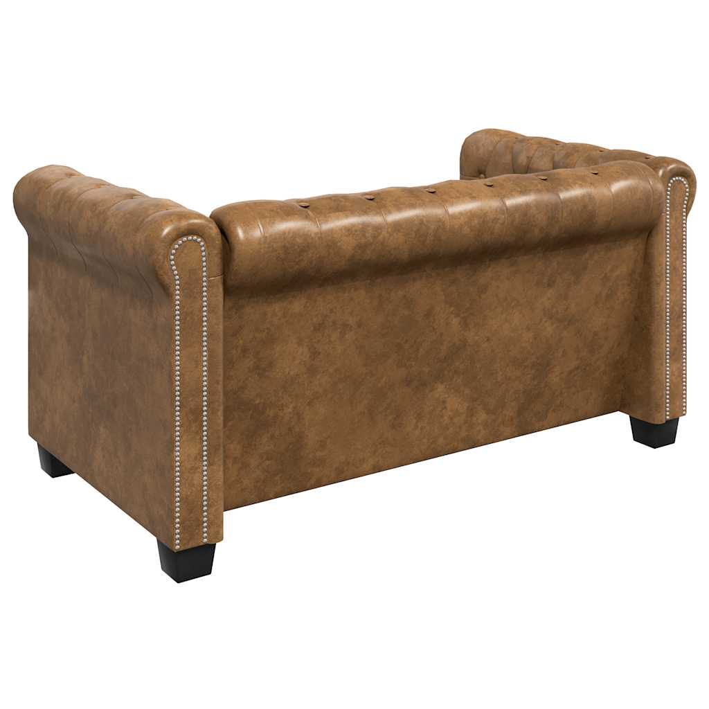Sofá Chesterfield Marrón Cuero Sintético 2 y 3 Plazas - TU ULTIMO CLIC