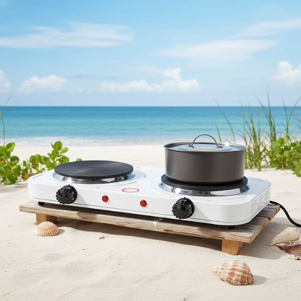 Hornillo Eléctrico 2 Fogones - Cocina Compacta 2000W Blanco - TU ULTIMO CLIC