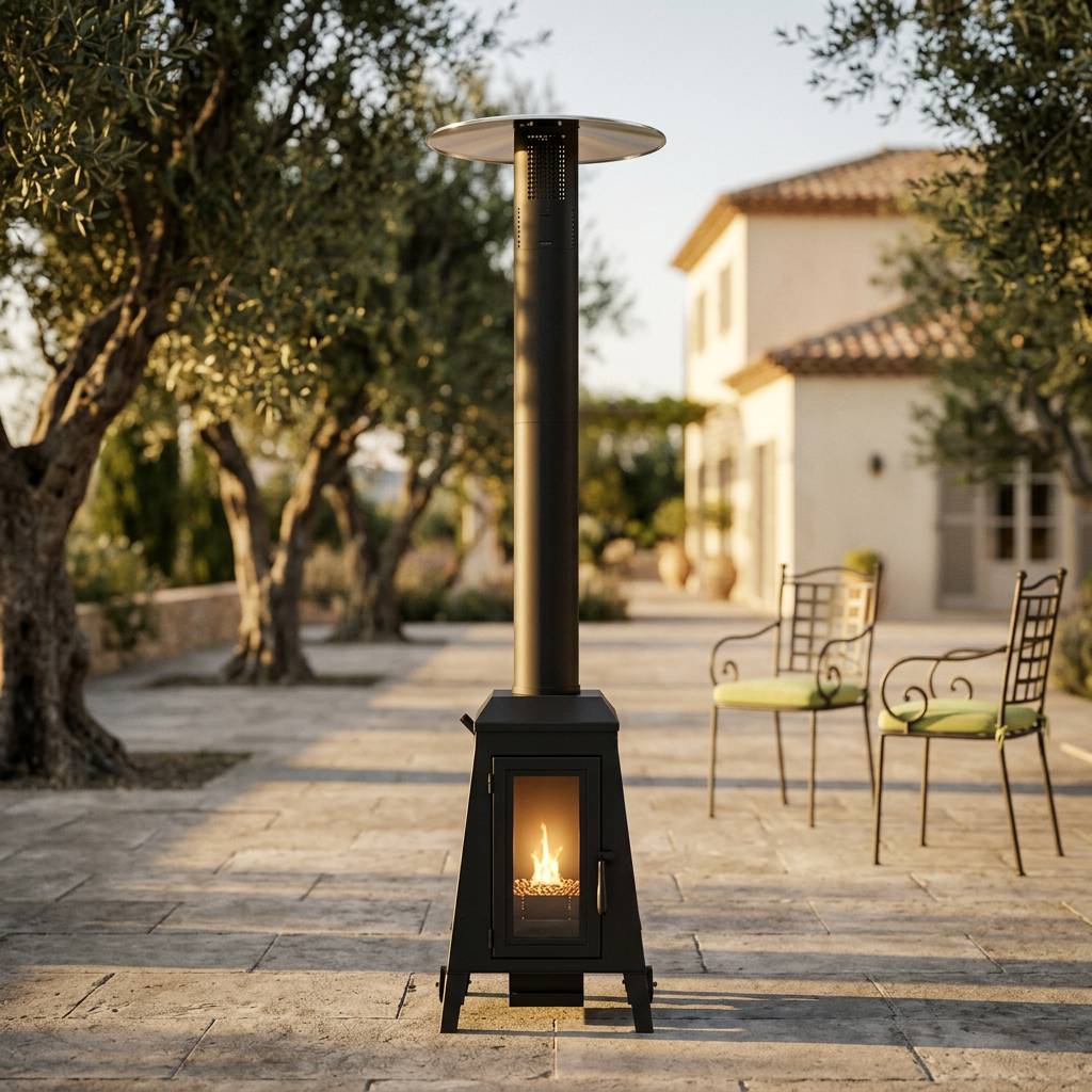 Estufa de Pellet Exterior MERCALOR Cándida 22 kW con Ruedas