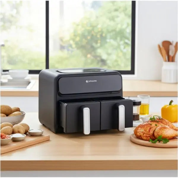 Freidora de Aire Johnson 8L Doble Cesta Independiente 2400W con Control Táctil -TU-ULTIMO-CLIC
