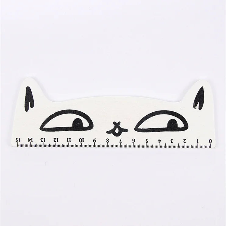 Regla Kawaii Gato Negro Lytwtw’s - 15 cm Madera - TU ULTIMO CLIC