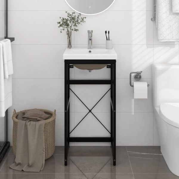 Estructura de Baño con Lavabo Incorporado - Hierro Negro o Blanco Moderno - TU ULTIMO CLIC
