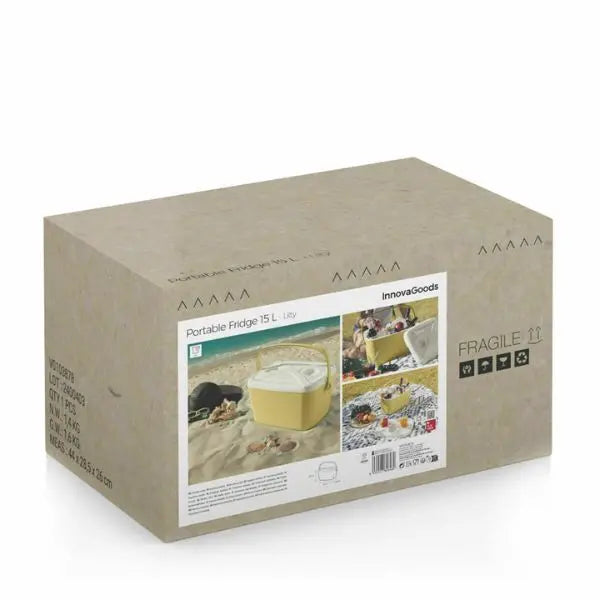 Nevera Rígida Lilty InnovaGoods 15 L – Retro Turquesa, Aislamiento Airpop y Tapa con Portavasos InnovaGoods