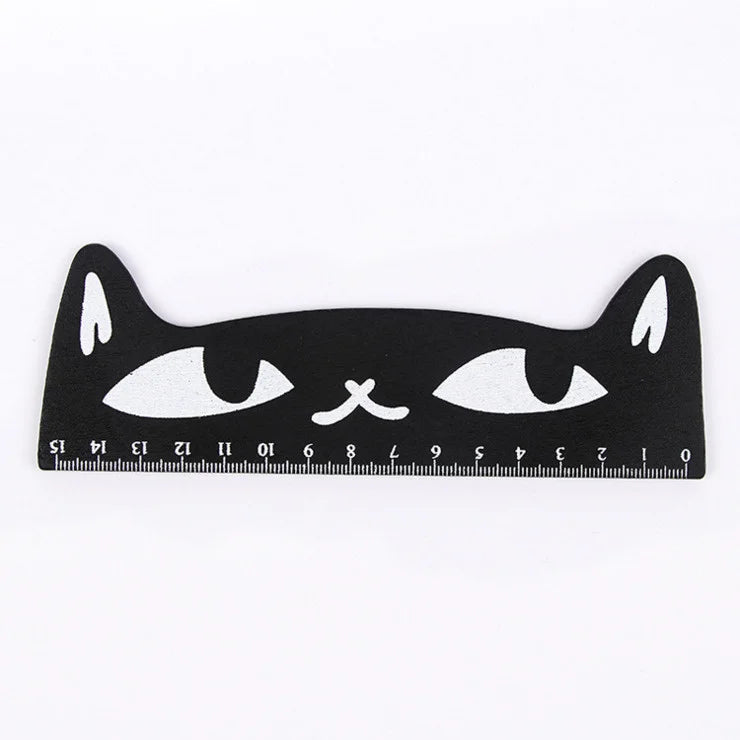 Regla Kawaii Gato Negro Lytwtw’s - 15 cm Madera - TU ULTIMO CLIC
