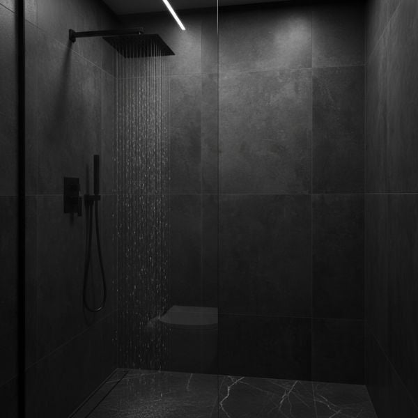 Control Ducha Termostático Electrónico Empotrado Shower Technology | 2 Vías | Negro Mate / Cromo | Lujo Digital Tres