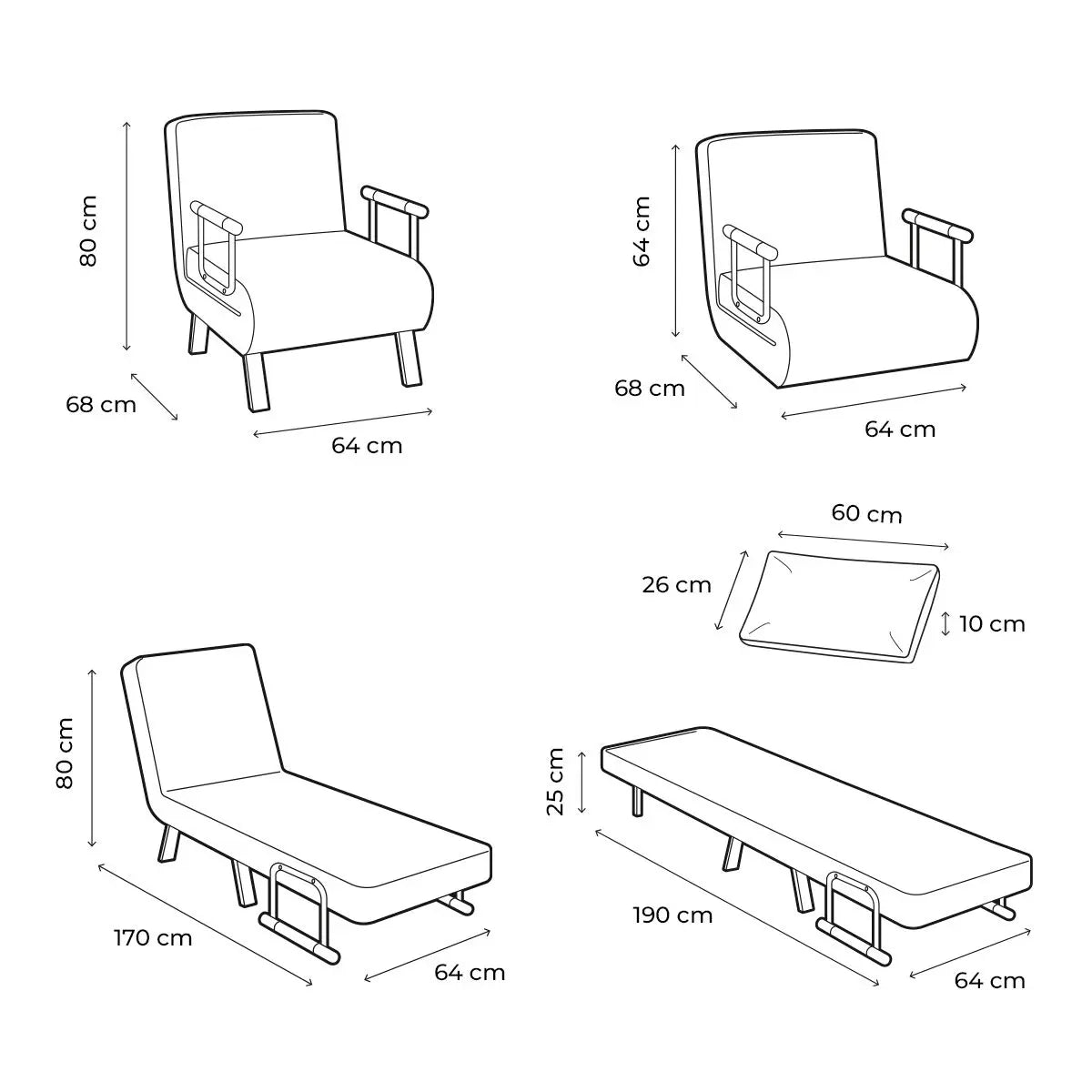 Sofá Cama Convertible Individual 4 en 1 Softfa InnovaGoods