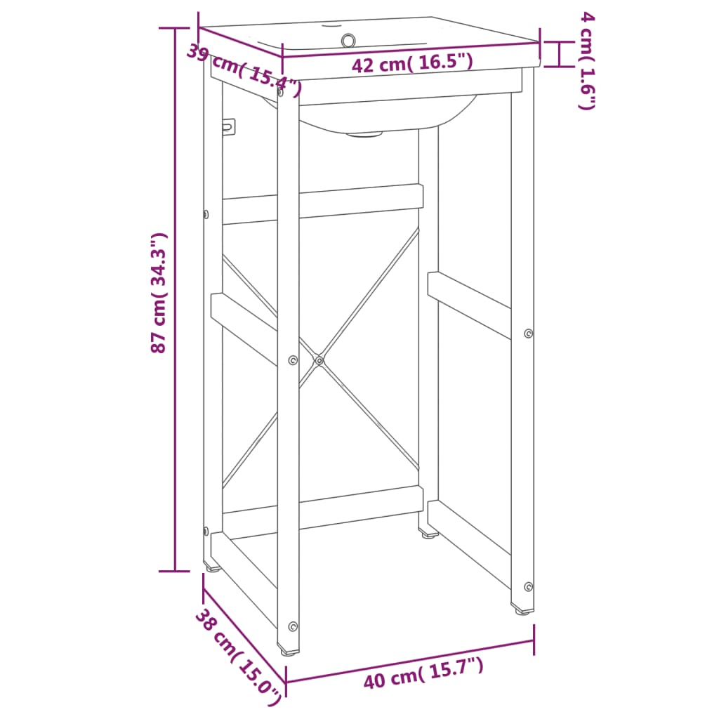 Estructura de Baño con Lavabo Incorporado - Hierro Negro o Blanco Moderno - TU ULTIMO CLIC